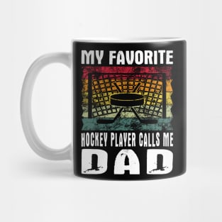 My Favorite Hockey Player Dad Vintage Text Mug